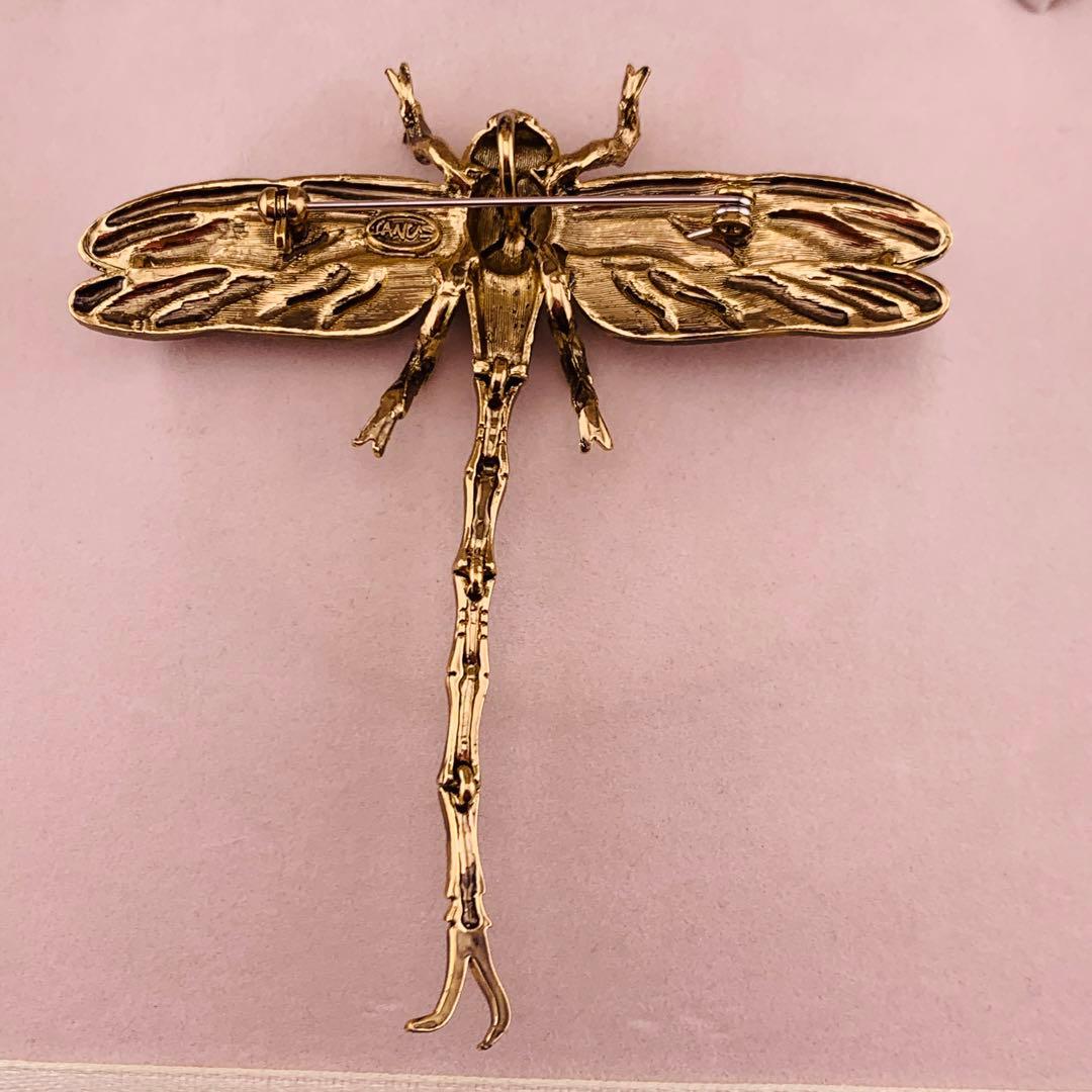 JANUS ビンテージトンボのブローチ　動く尾を持つ