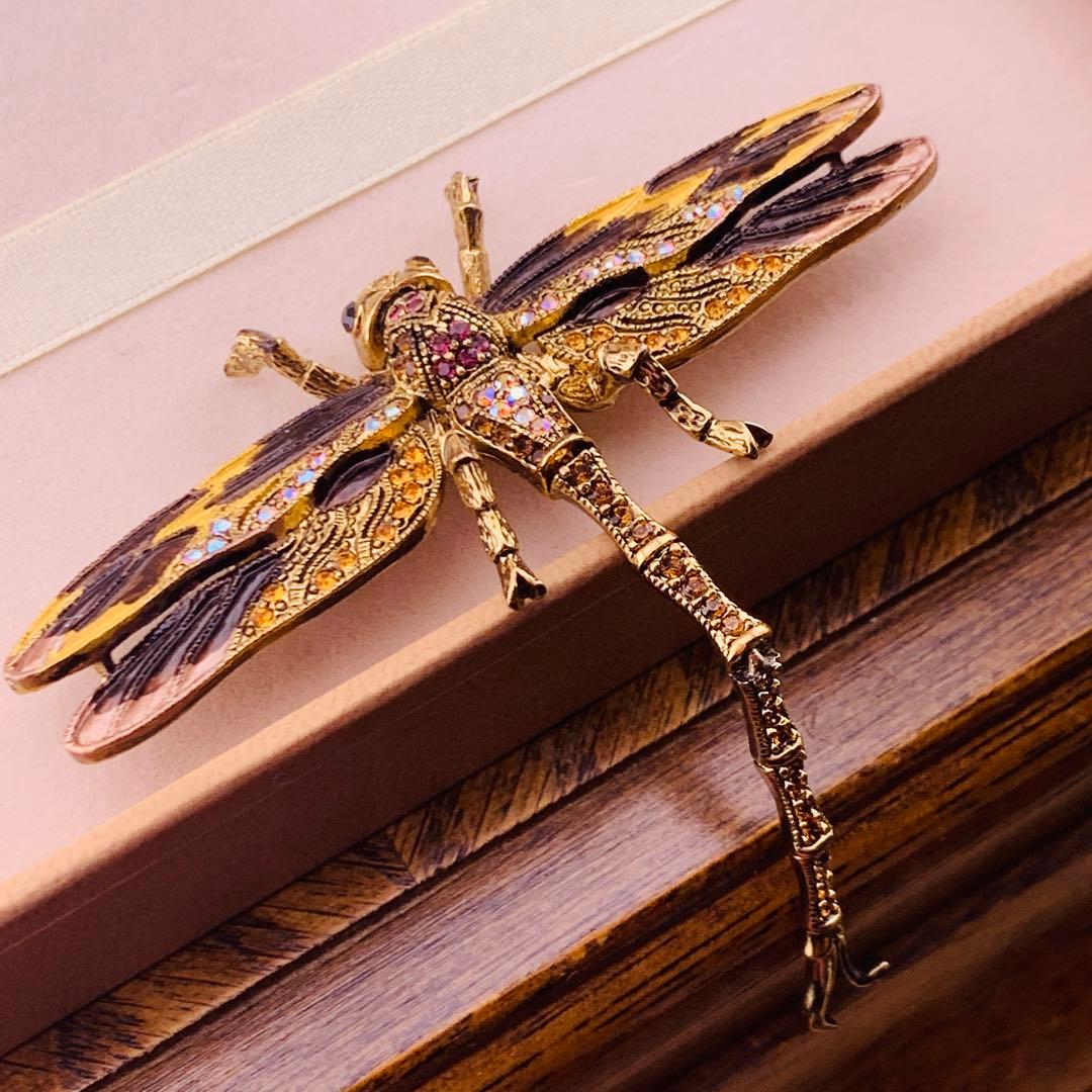 JANUS ビンテージトンボのブローチ　動く尾を持つ