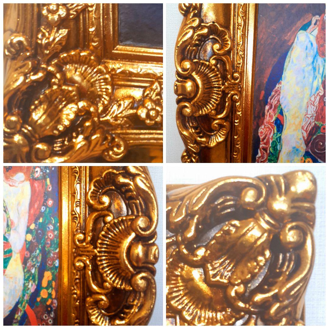 グスタフクリムト作画　TheMaiden　良質キャンバス　豪華　金箔額縁付