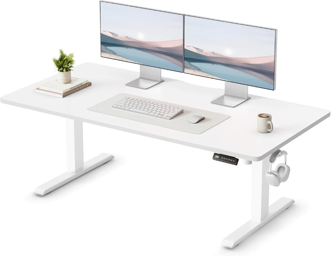 FEZIBO 電動昇降ローデスク ホワイト 高さ48-72cm