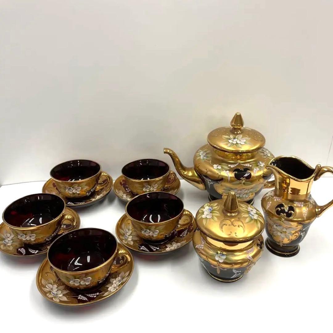 ムラノガラス　ティーカップセット　13点セット