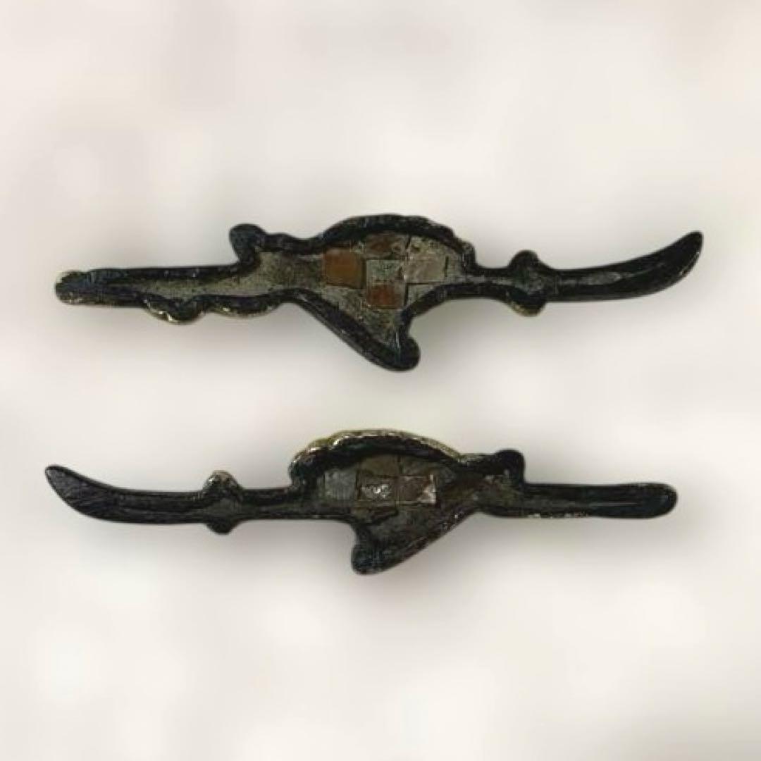 B-33 目貫　金象嵌　木箱付き　武具　刀装具　刀　美術品　工芸品　装飾品