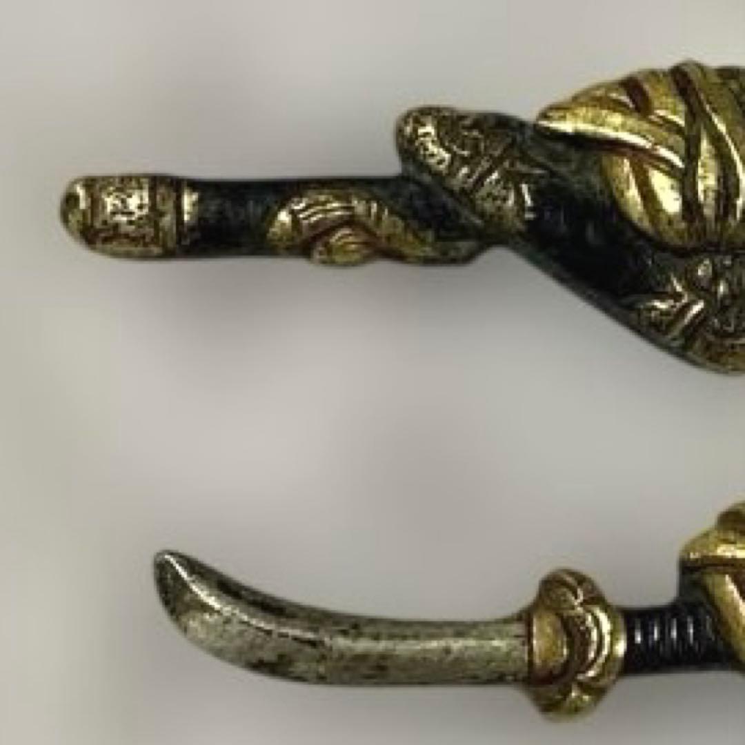 B-33 目貫　金象嵌　木箱付き　武具　刀装具　刀　美術品　工芸品　装飾品