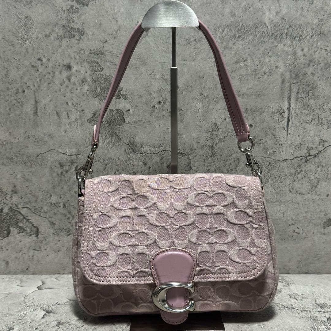 美品✨️コーチ ワンショルダーバッグ タビー シグネチャーデニム レザー