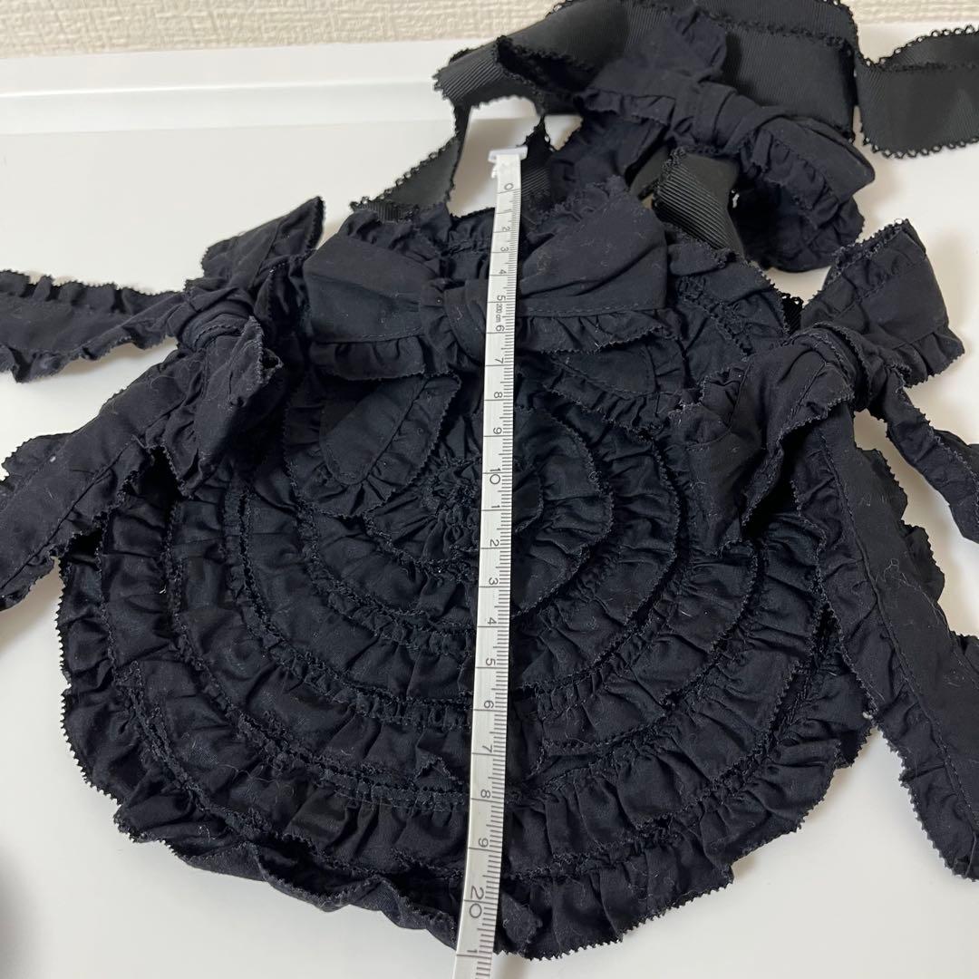 【未使用】ピンクハウス フリル リボン ポシェット バッグ 黒