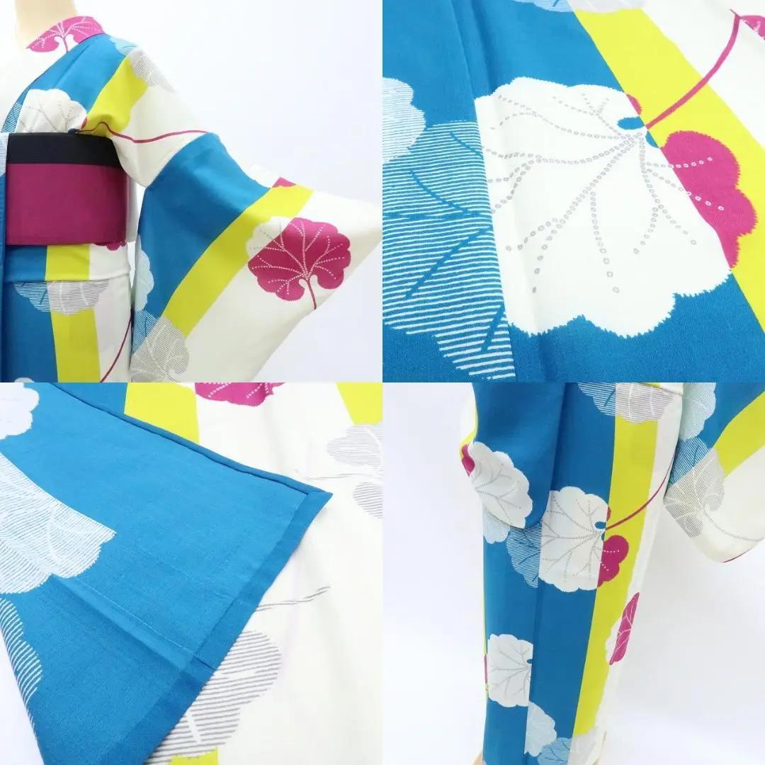 Y3111◆美品 撫松庵謹製 セオアルファ 薄物 縞 蕗 浴衣 洗える夏着物