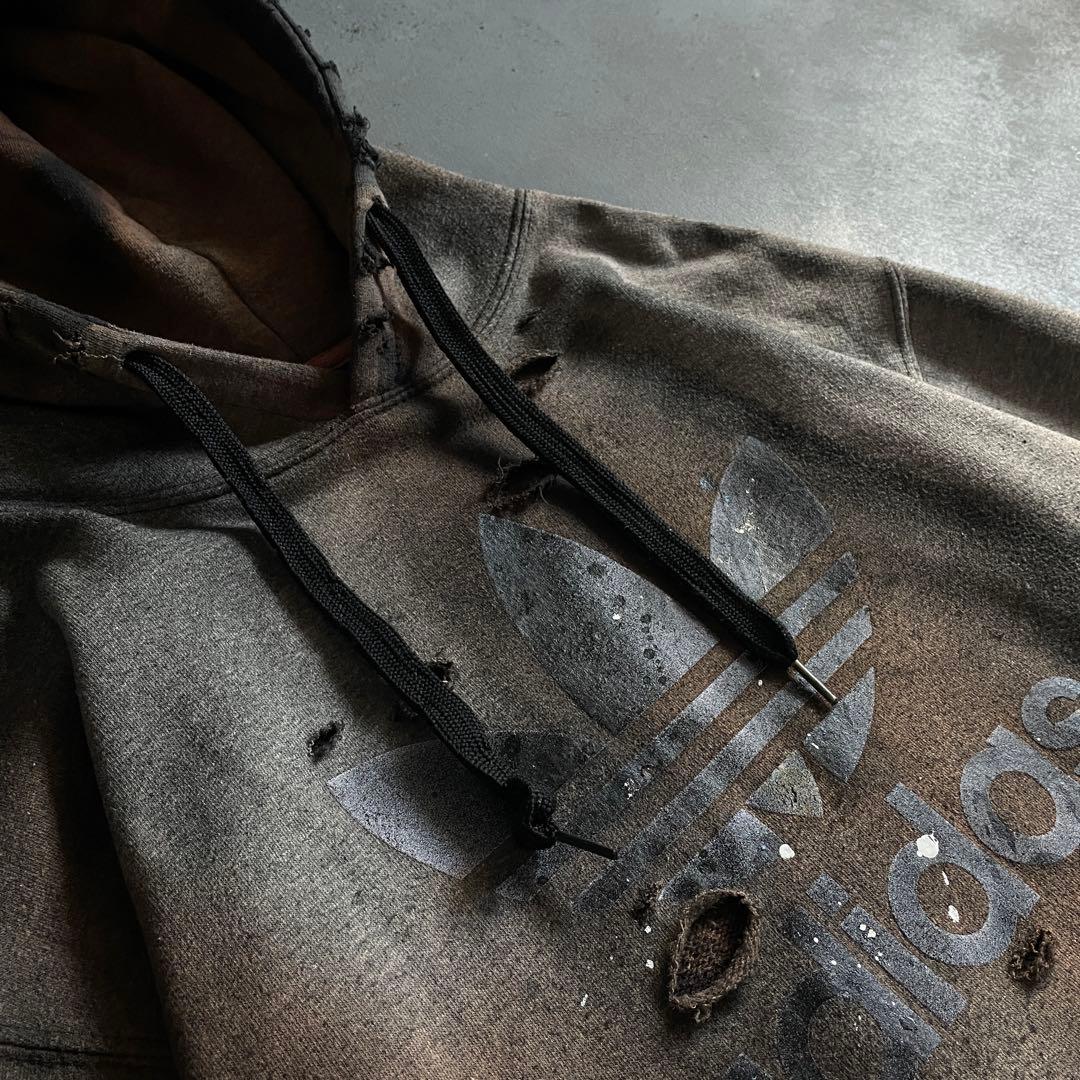 y2k“broken”激フェード“ダーク”2XO“boro hoodie