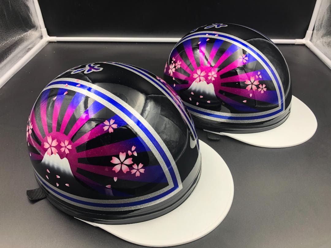 コルク半　カスタム　富士日章　三つボタン　ブラックピンクブルー　ラメ　桜　セット