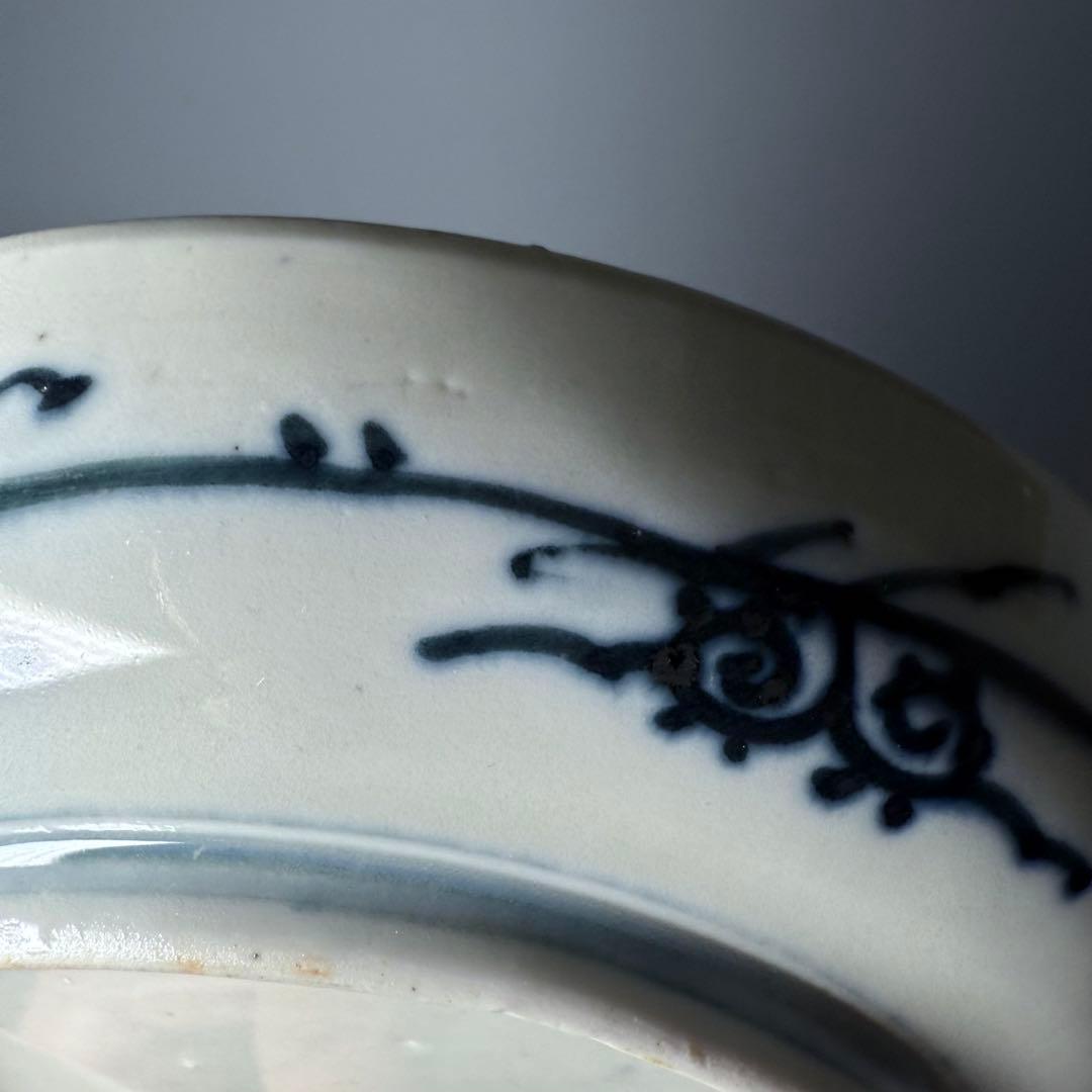 古伊万里　赤絵紅葉鹿文様五寸皿　5枚　金蘭手　丸文　裏鶴唐草文　直径15.4cm