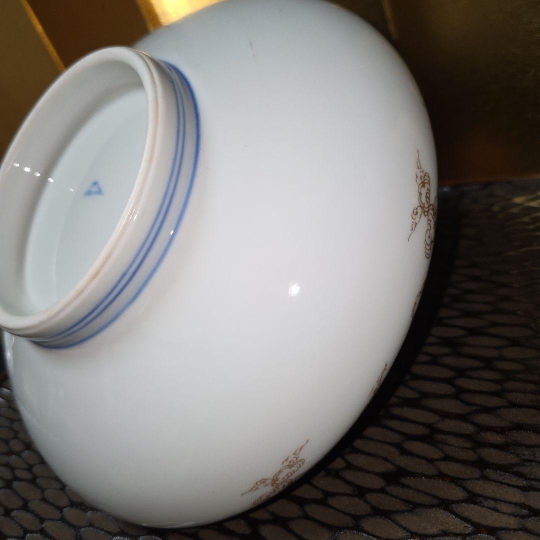 深川製磁　希少　オールド深川　染錦花丸紋　高台鉢　菓子鉢　盛り鉢