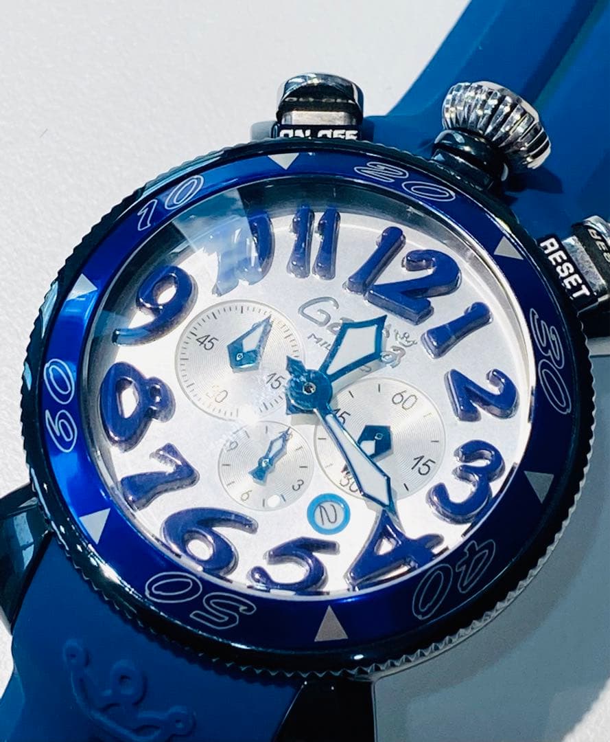 s133 ガガミラノ クロノグラフ クォーツ メンズ時計 ラバーベルト稼働品