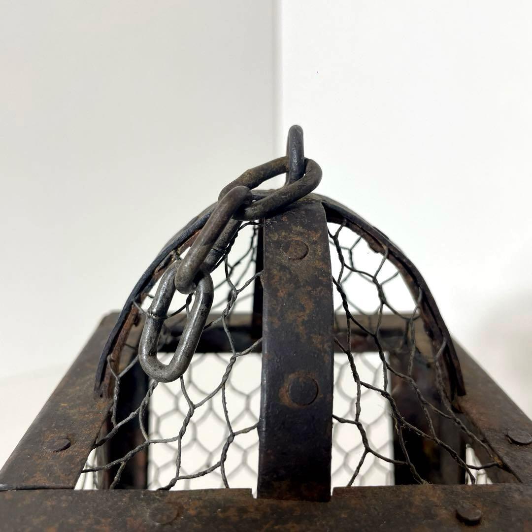 #XG447 時代物・鉄製・吊り燭台・行燈・ランタン・アンティーク・骨董