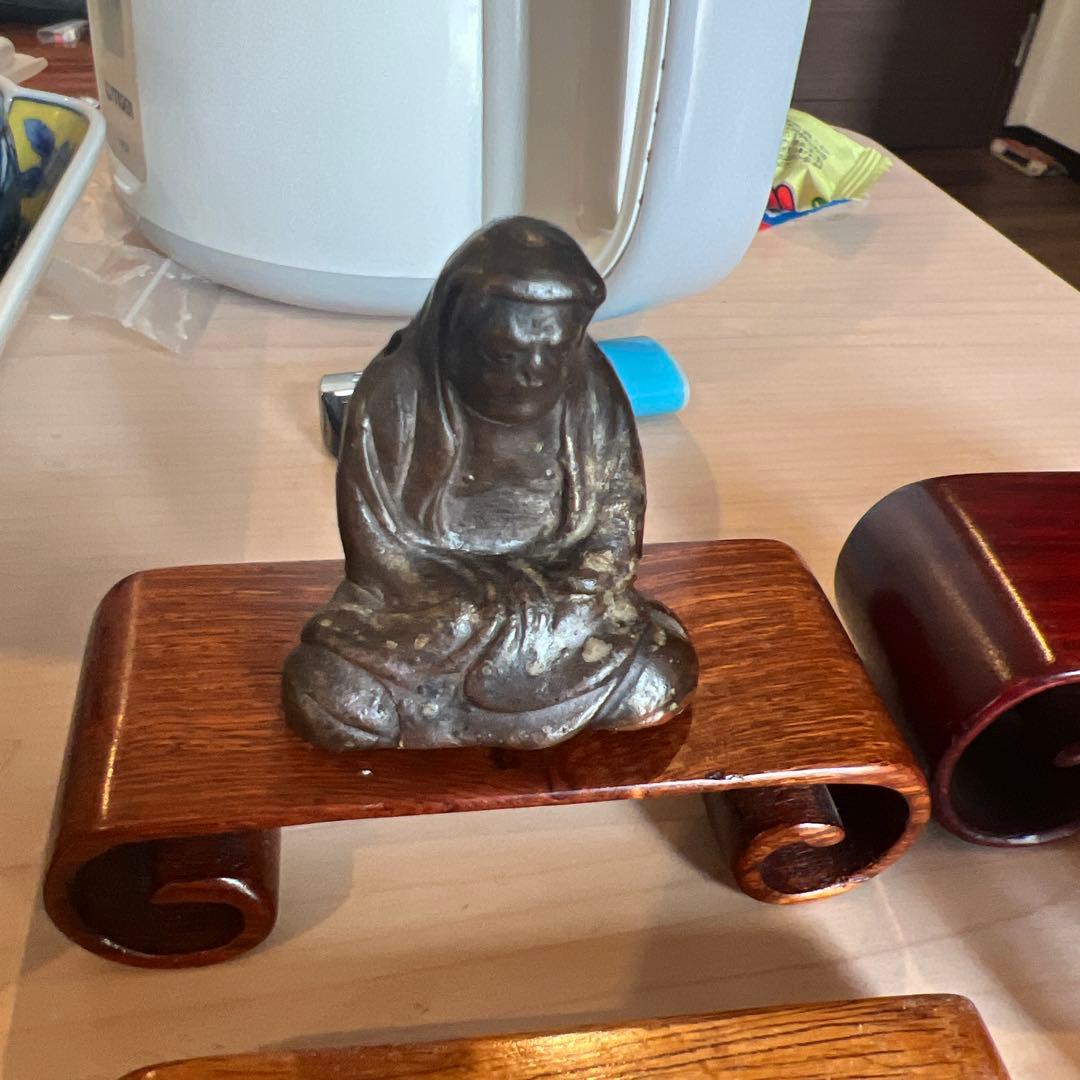 備前焼きだるま像？巻足ミニ花台 　3台