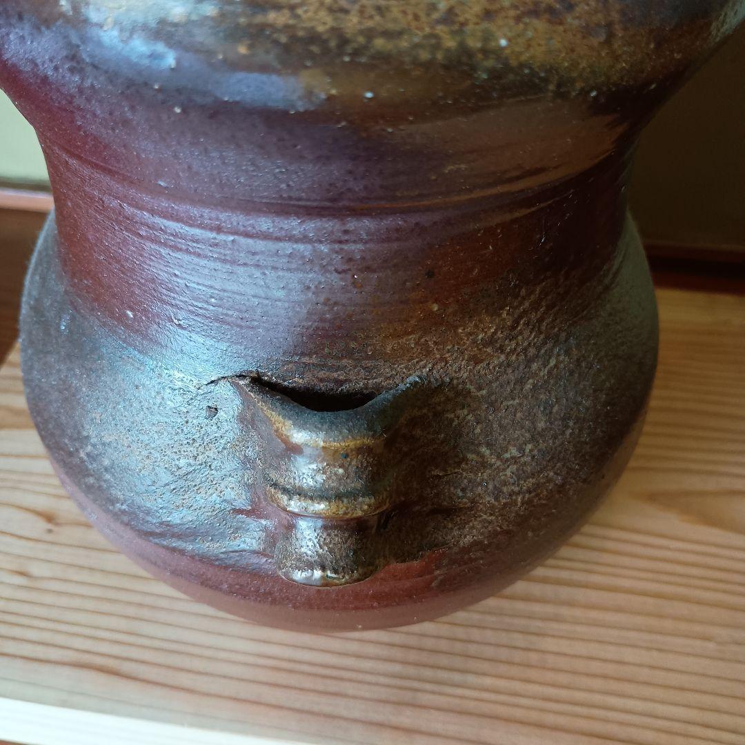 希少 人間国宝 藤原雄 作 備前　耳付水指　共箱　共布　手紙　晩年作