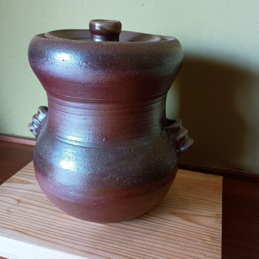 希少 人間国宝 藤原雄 作 備前　耳付水指　共箱　共布　手紙　晩年作