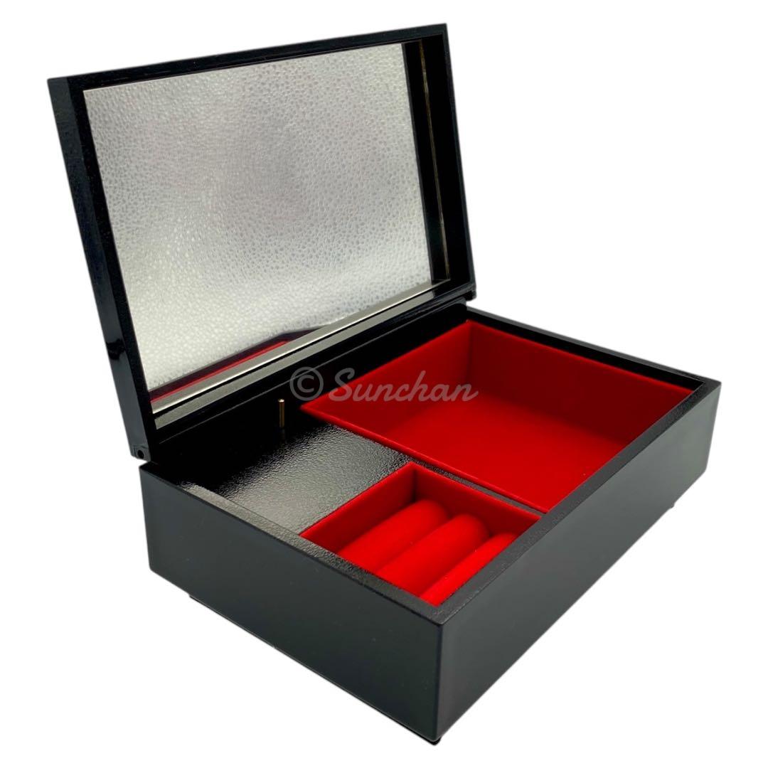 【未使用品】 山中漆器 翔鶴 オルゴール付き宝石箱 共箱付 アンティーク 骨董品