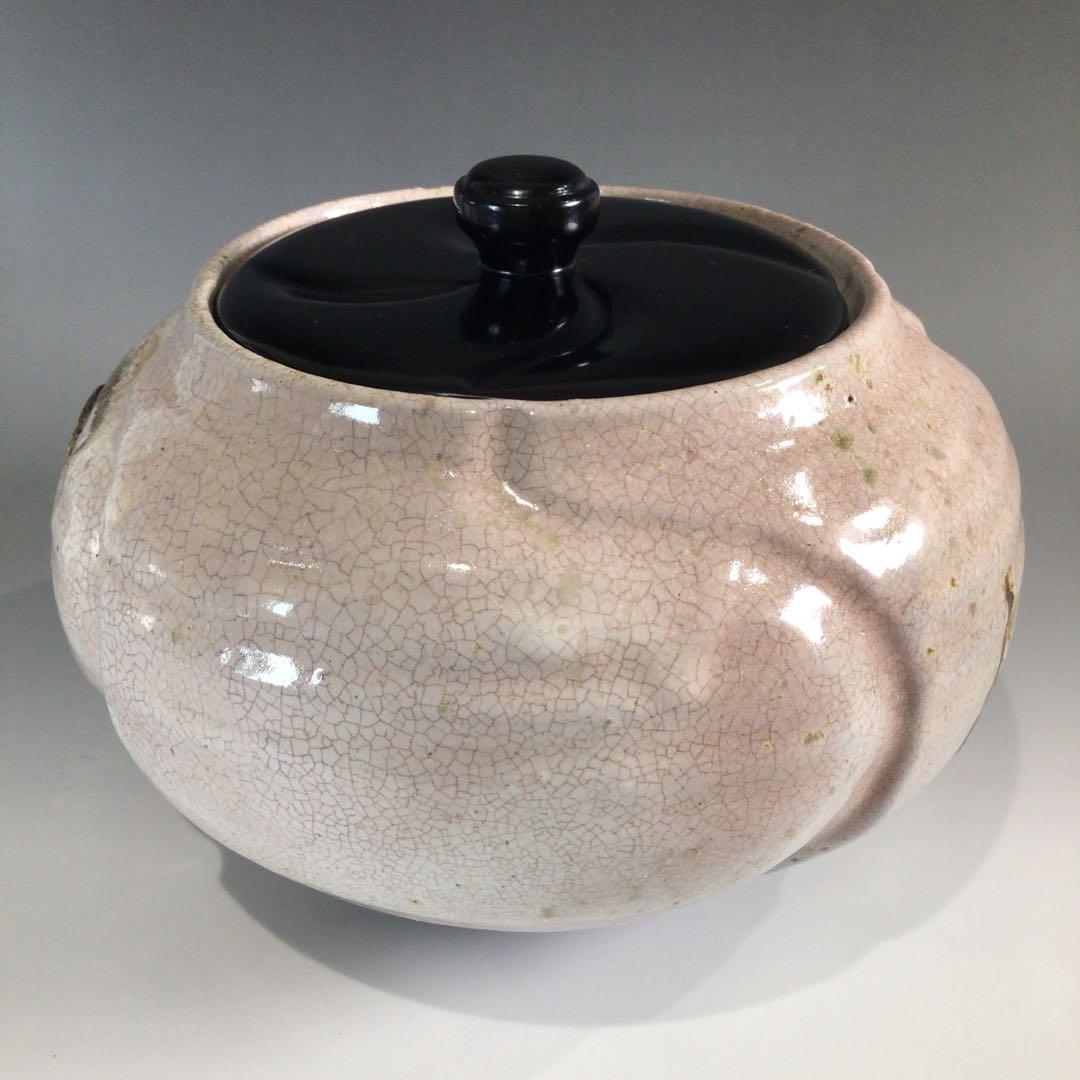 Ｐ７４４　水指　『萩焼』『厚東建信造』『大徳寺　小林太玄箱書』『捻梅水指』　共箱