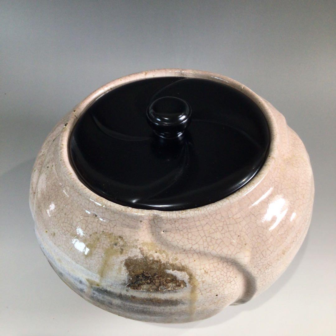 Ｐ７４４　水指　『萩焼』『厚東建信造』『大徳寺　小林太玄箱書』『捻梅水指』　共箱