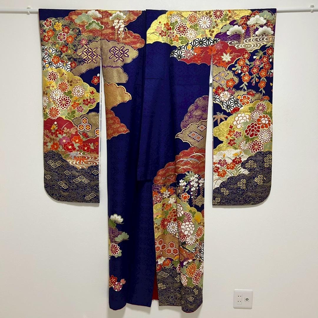 KP1773 振袖 身丈169cm 正絹 着物 成人式 トールサイズ