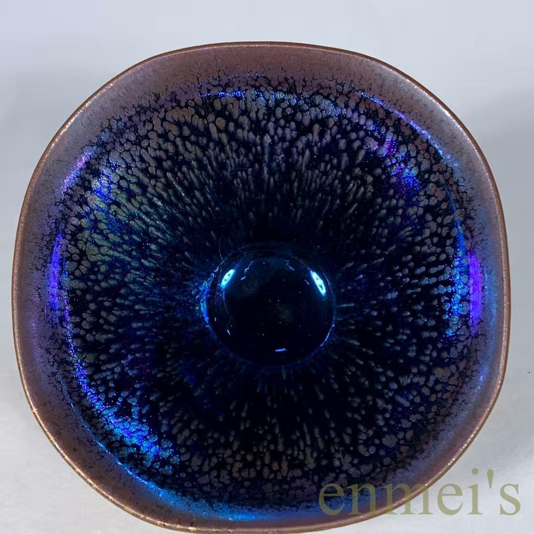 中国古美術・宋建窯風・曜変七彩八方油滴天目茶碗・抹茶碗・茶道具・茶碗・骨董・古玩