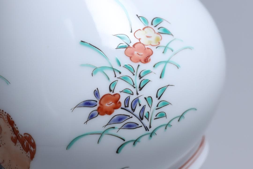 十四代酒井田柿右衛門　錦秋草鶉文花瓶　共箱　美品　柿右衛門　有田焼【正一古美術】