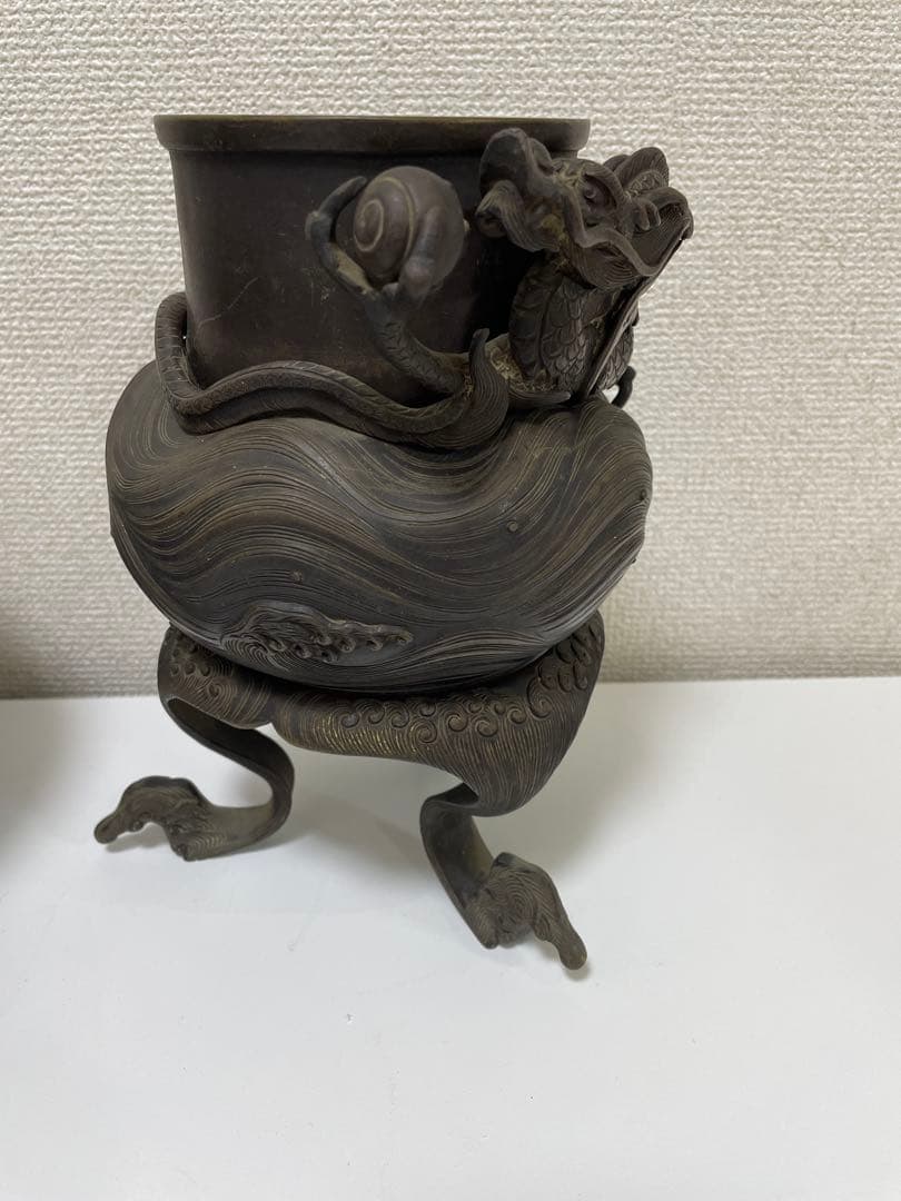 【現状品】花器 薄端 華道 花瓶 龍巻 骨董品 アンティーク 時代物 レトロ