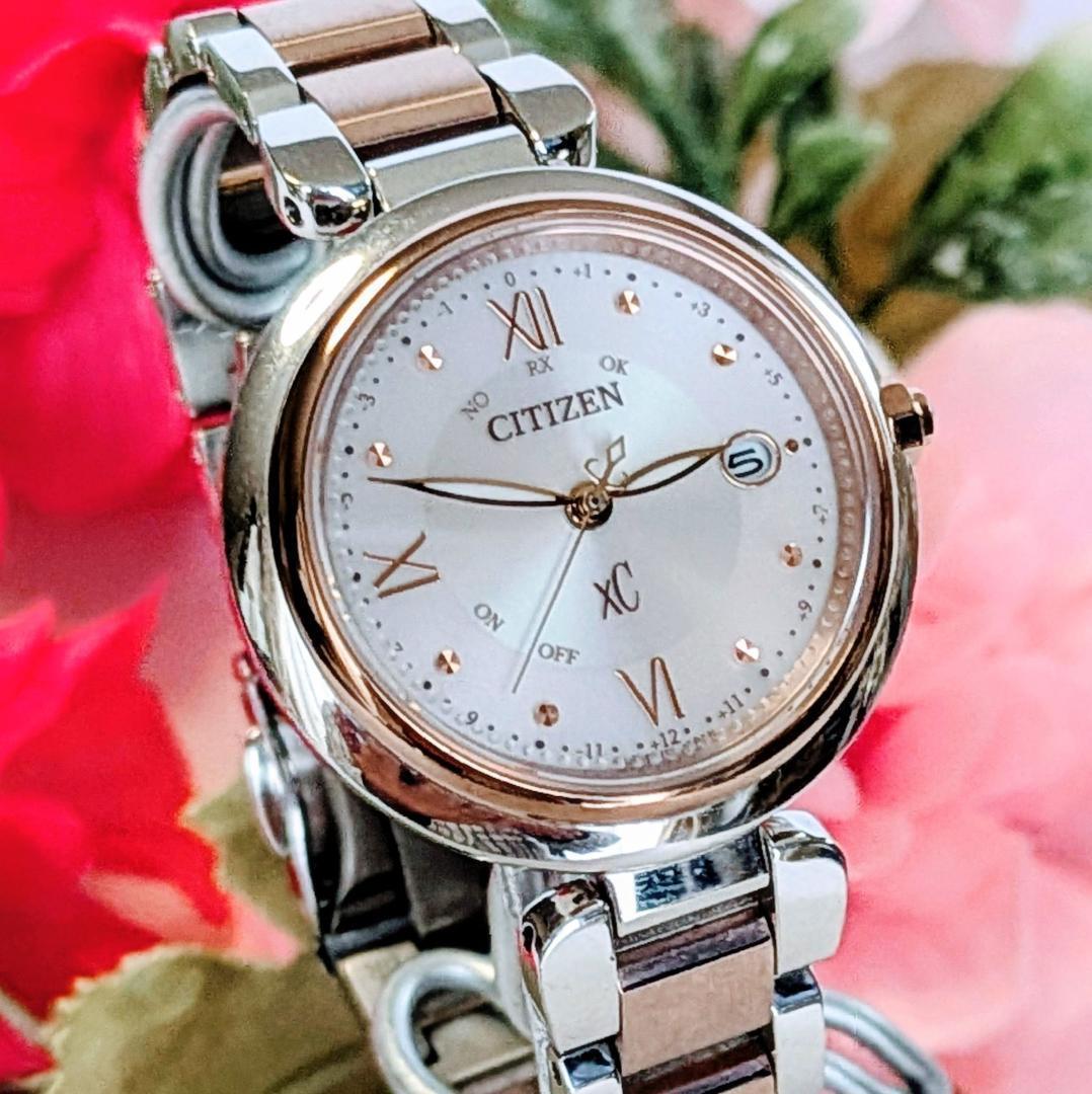 良品 CITIZENシチズン レディース腕時計クロスシーxC サーモンピンク