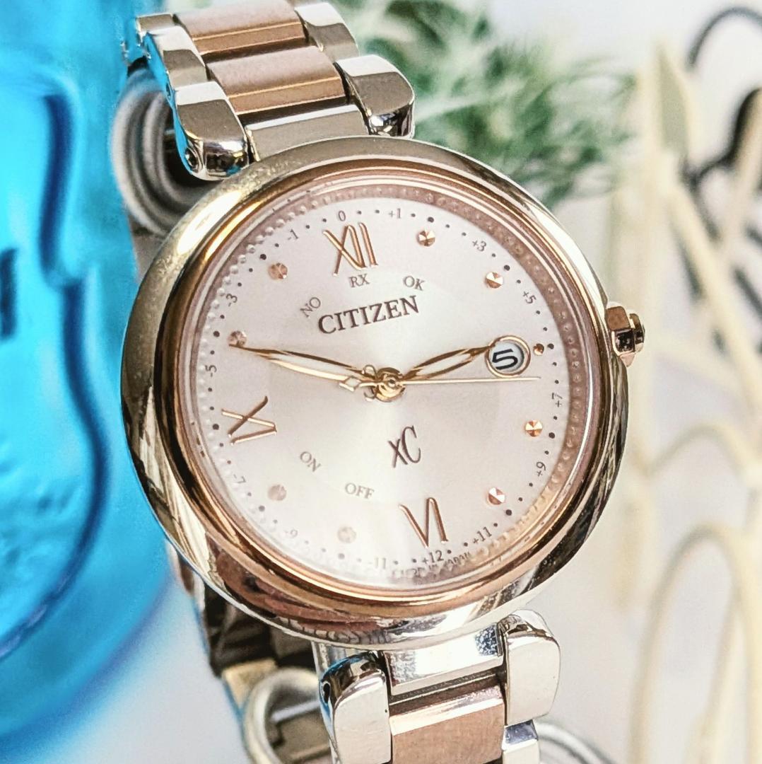 良品 CITIZENシチズン レディース腕時計クロスシーxC サーモンピンク