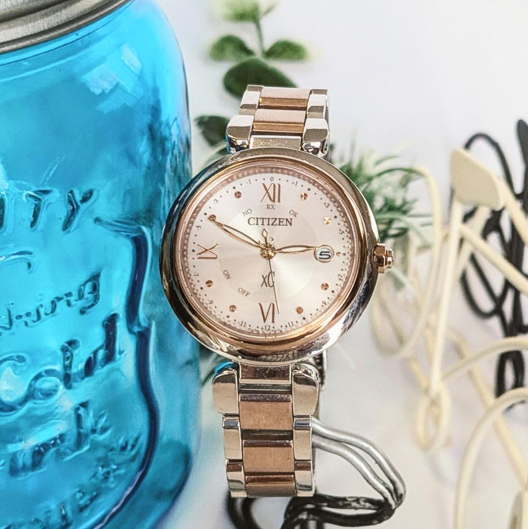 良品 CITIZENシチズン レディース腕時計クロスシーxC サーモンピンク