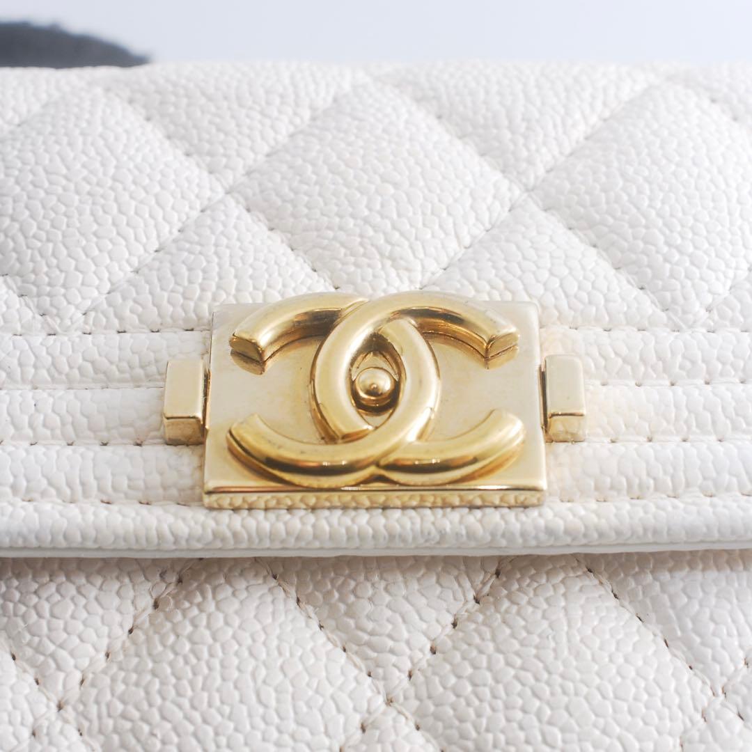 シャネル＊CHANEL＊ボーイシャネル＊キャビアスキン＊三つ折り財布＊マトラッセ