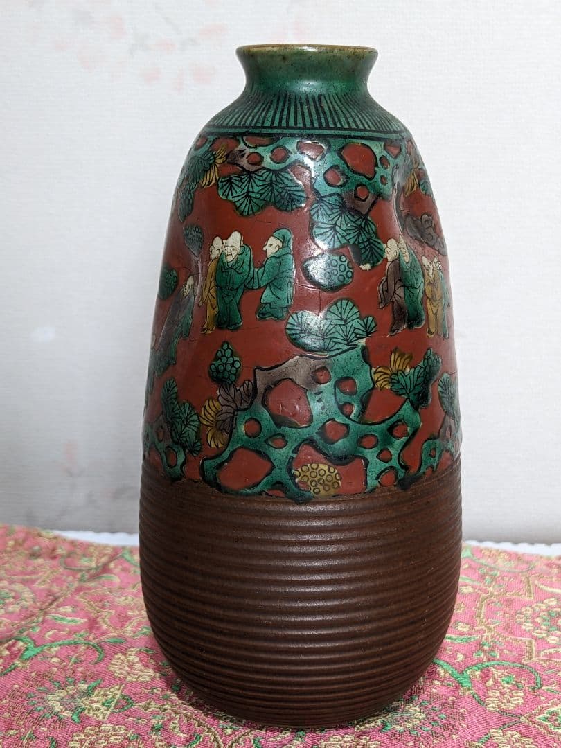 ⭐青木木米 京焼 南画赤絵琴高仙人 徳利 九谷焼 コレクション骨董品アンティーク