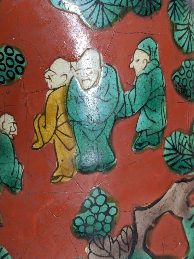 ⭐青木木米 京焼 南画赤絵琴高仙人 徳利 九谷焼 コレクション骨董品アンティーク