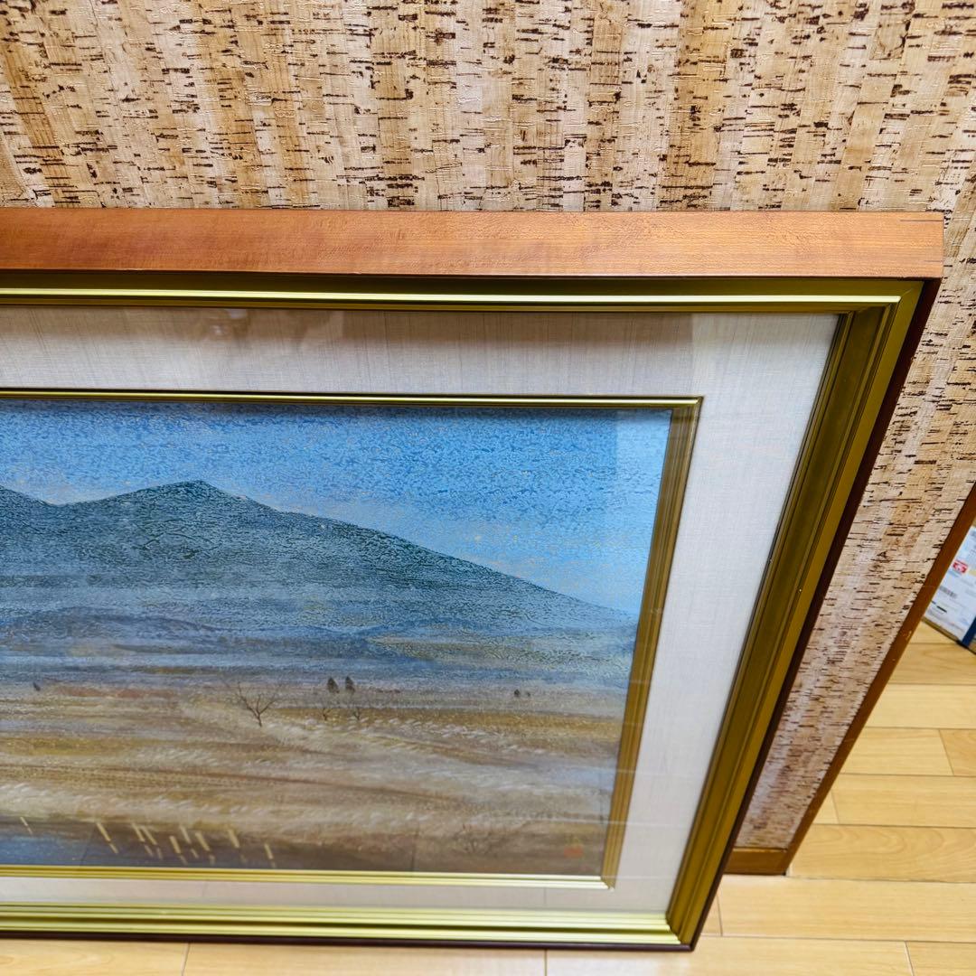 大迫力　特大　真作　中嶌 虎威作「筑波」日本画　風景画 F30号