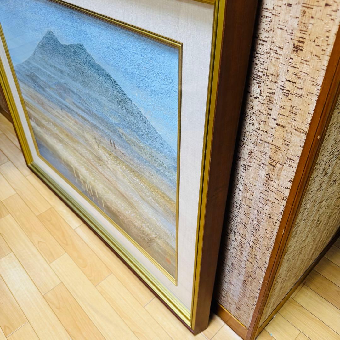 大迫力　特大　真作　中嶌 虎威作「筑波」日本画　風景画 F30号