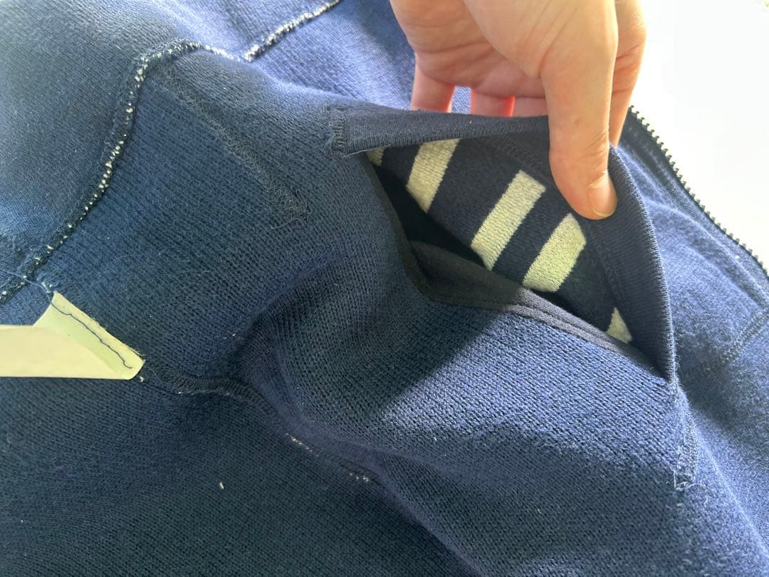 00s GOODENOUGH ジップパーカー　ボーダー　リバーシブル　ネイビー