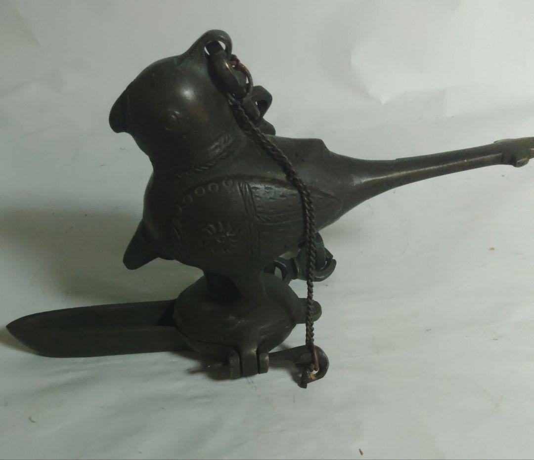 オイルランプ　鳥形　銅製　金属工芸　珍品　アンティーク　カ10