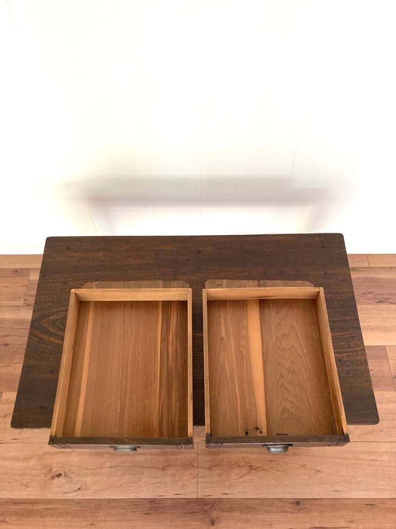 【メンテ済】アンティークの木製文机　ローテーブル　昭和レトロ　テレビ台