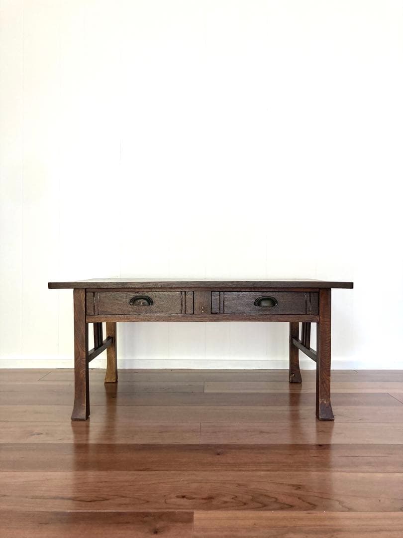 【メンテ済】アンティークの木製文机　ローテーブル　昭和レトロ　テレビ台