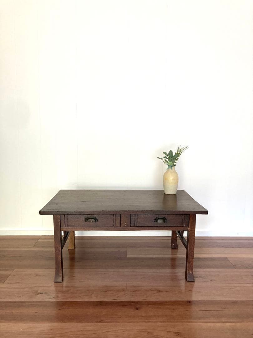 【メンテ済】アンティークの木製文机　ローテーブル　昭和レトロ　テレビ台
