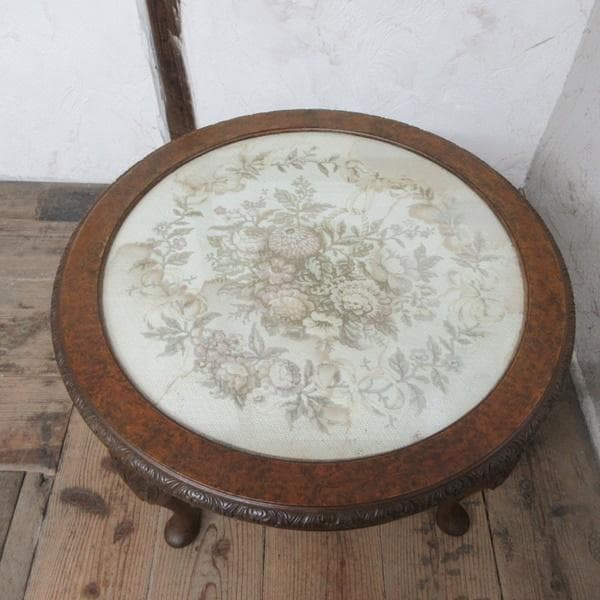 イギリス アンティーク 家具 コーヒーテーブル ガラストップ 猫脚 6827d