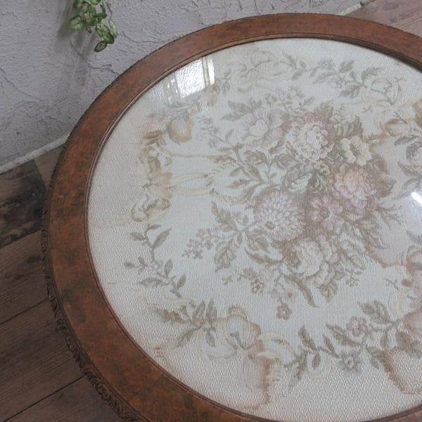 イギリス アンティーク 家具 コーヒーテーブル ガラストップ 猫脚 6827d