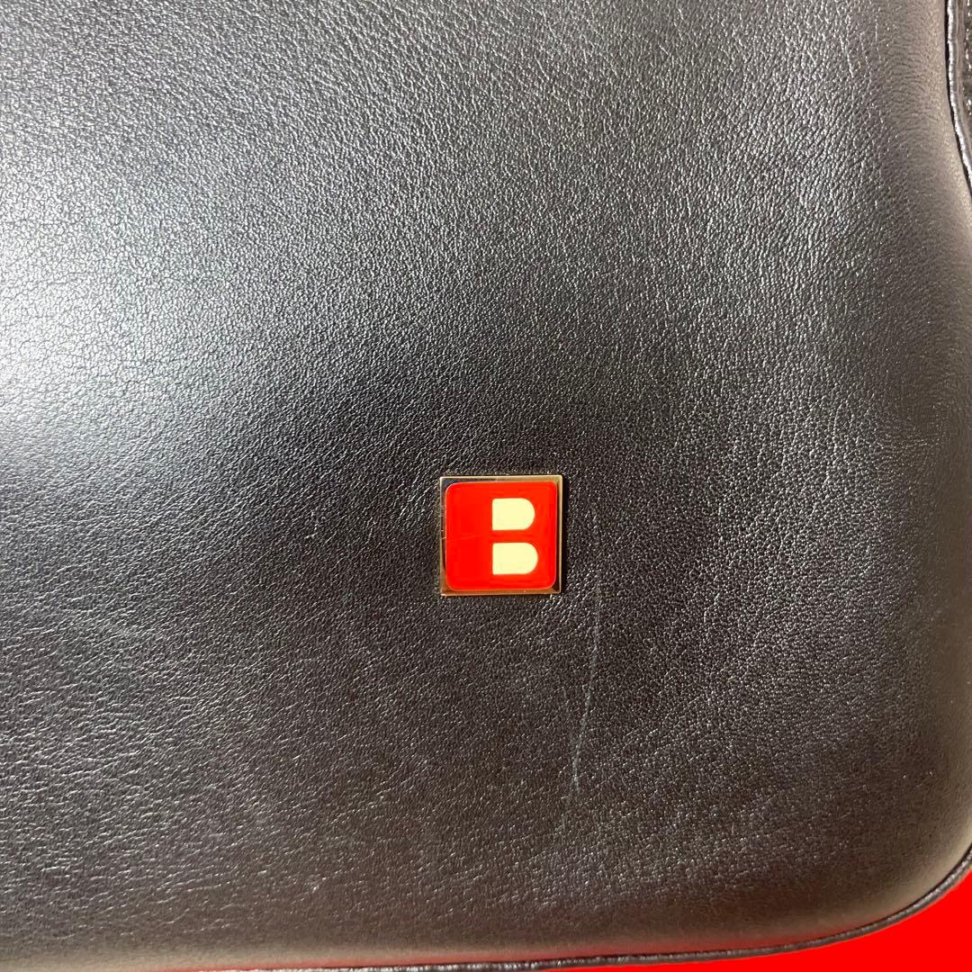 美品✨バリー ハンドバッグ Wポケット Bロゴ レザー 本革 自立型 ブラック