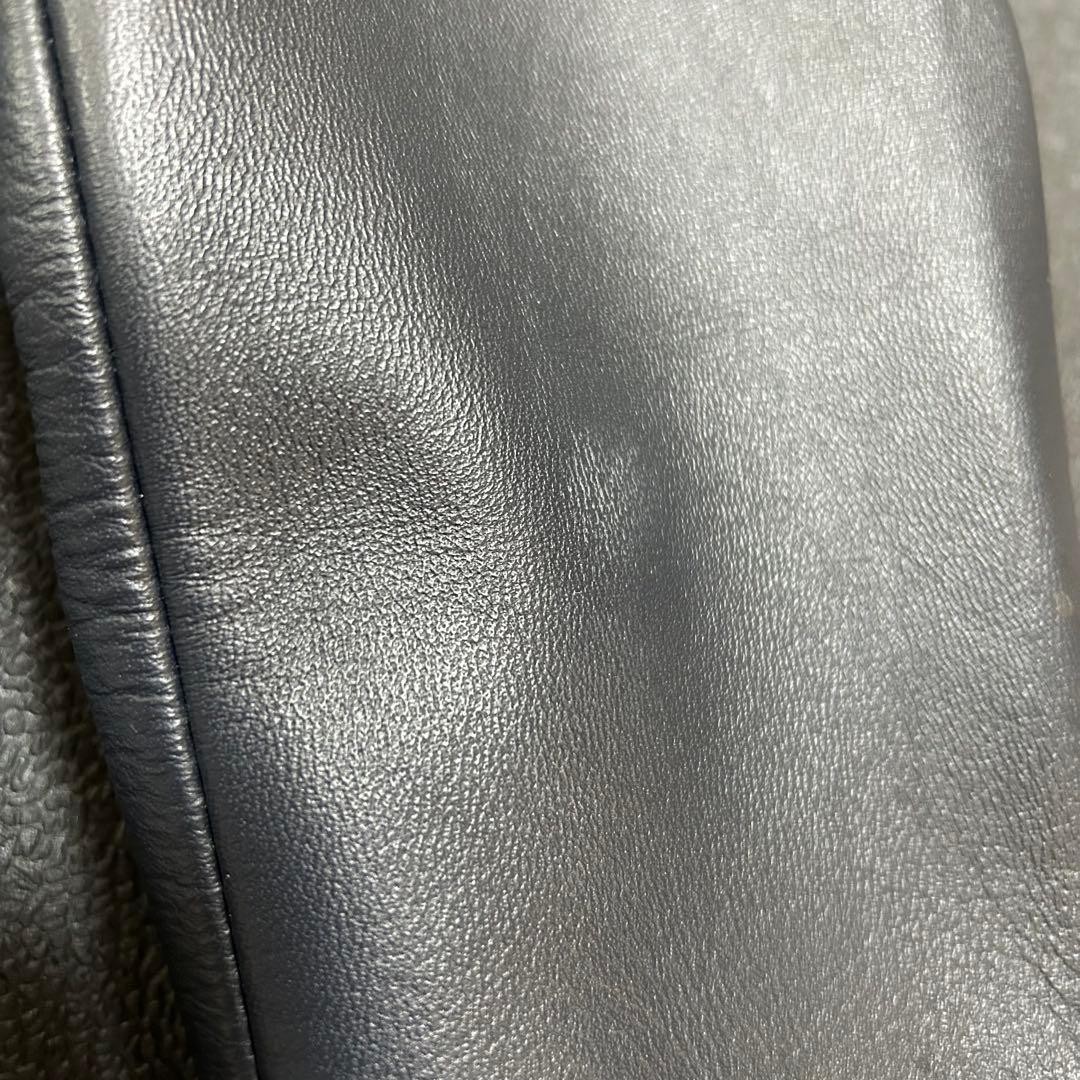 ユニオンステーション　シングルライダースジャケット　ラムレザー　L ネイビー