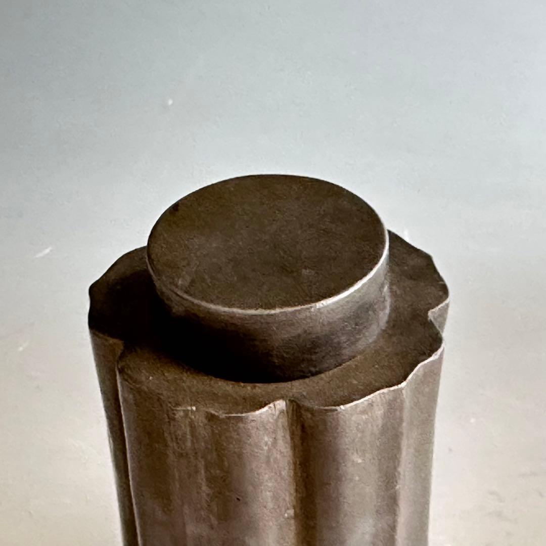 煎茶道具　唐物　点同　古錫　輪花形　茶心壷　茶入　仕服　古作　骨董　古玩
