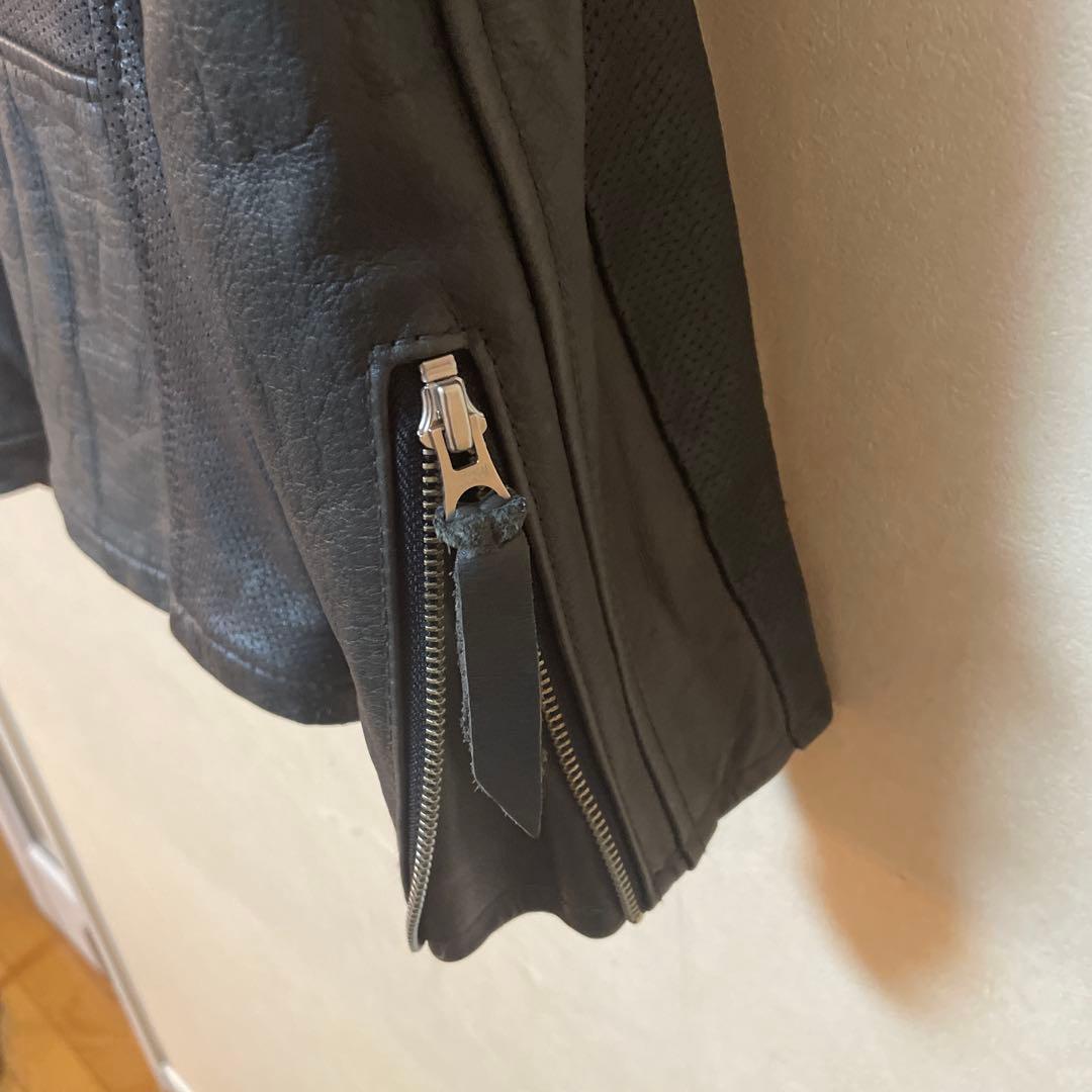 Schott ブラック レザー シングルライダースジャケット L