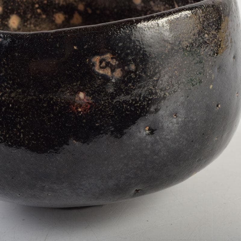 茶道具　楽吉左衛門　黒楽茶碗　時代箱付　V　9156