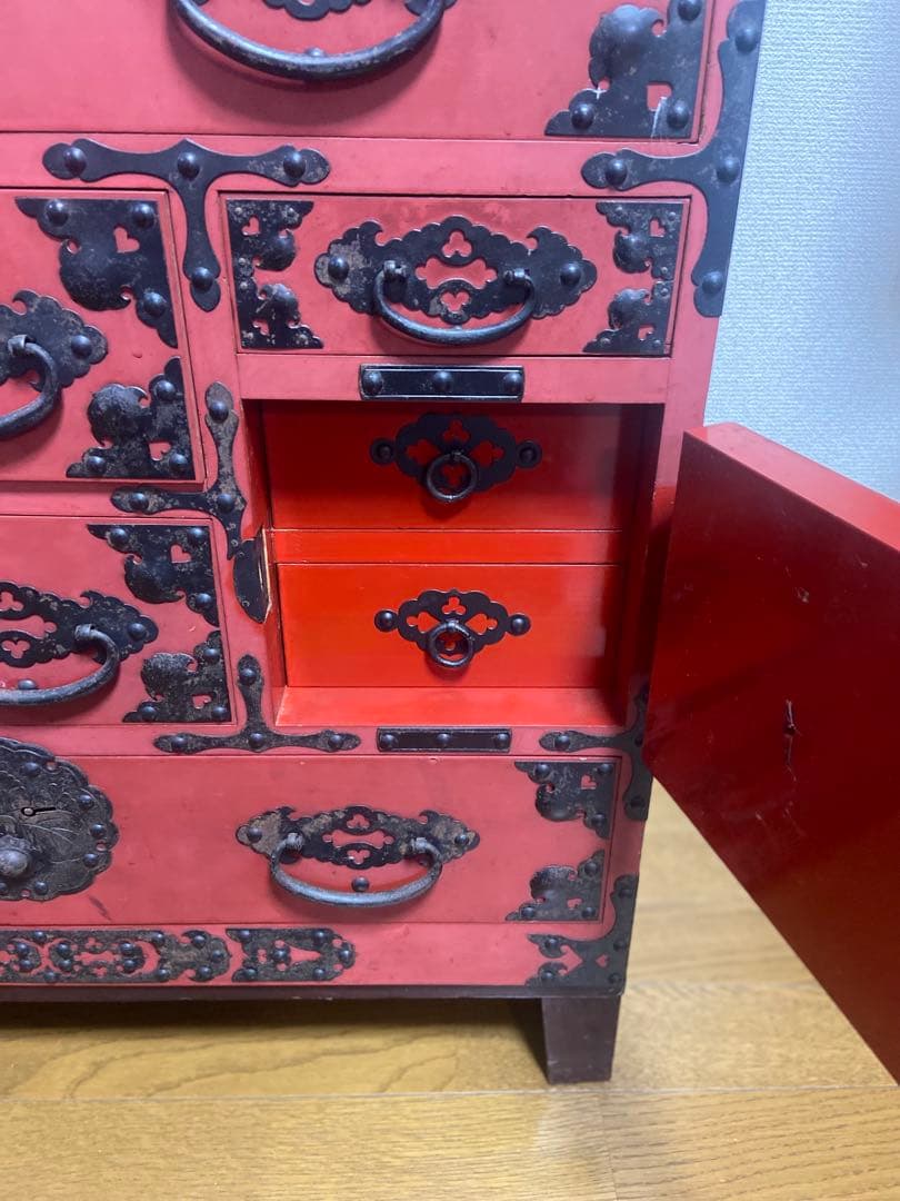 アンティーク和箪笥　朱色　赤家具