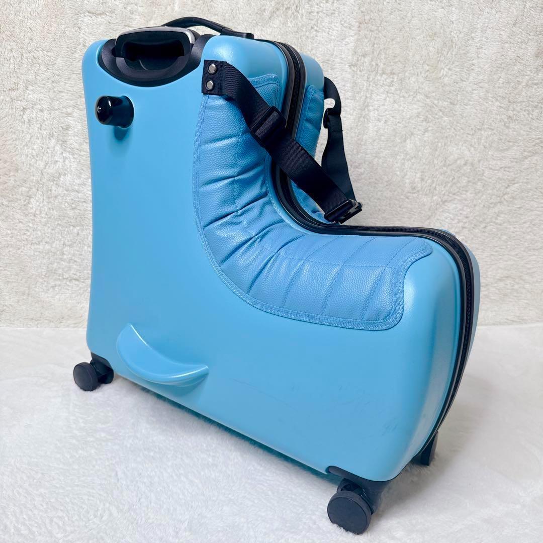 子供が乗れるキャリーケース スーツケース クッション ベルト 旅行 ブルー