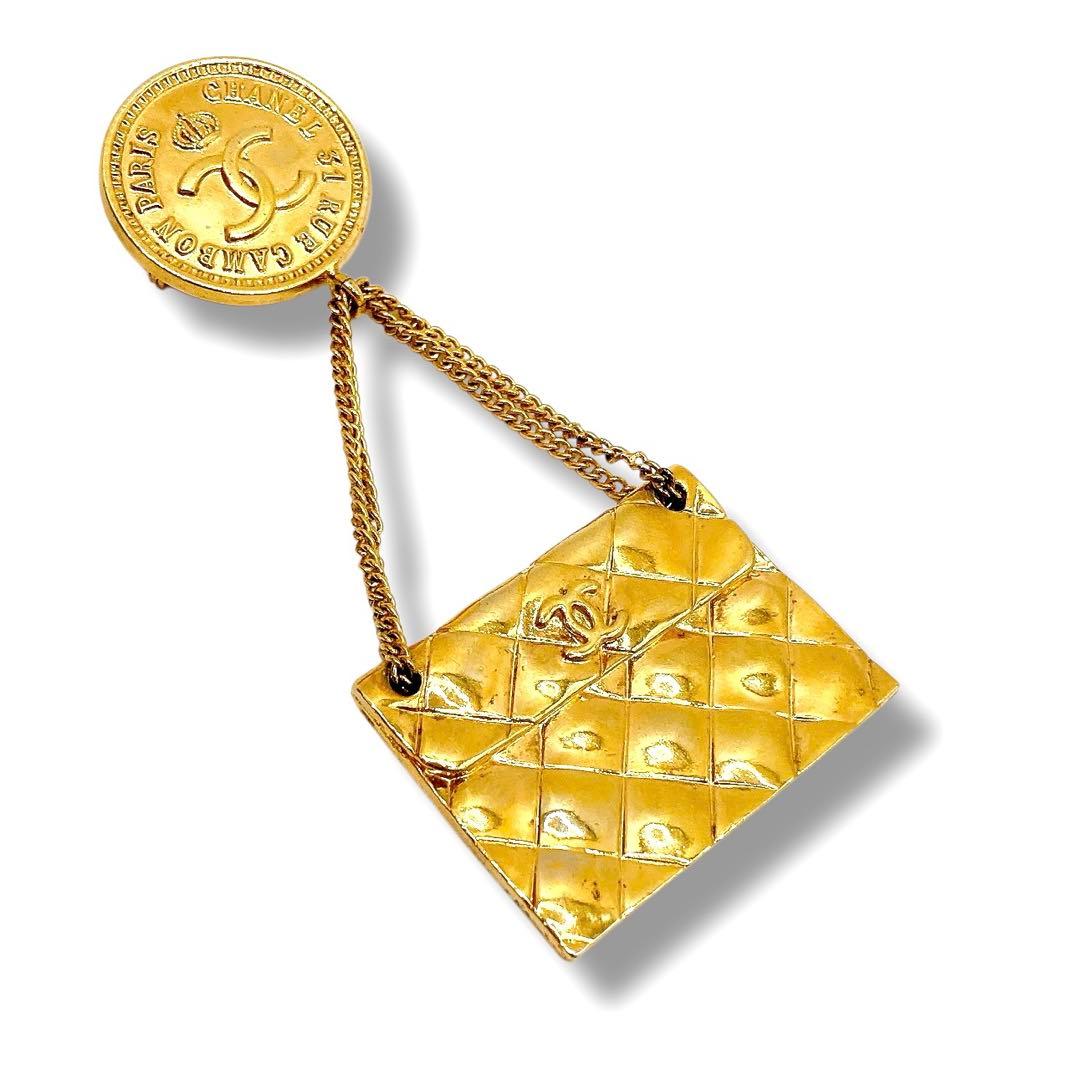美品✨CHANEL シャネル　ブローチ　ココマーク　バッグ　マトラッセ　ゴールド