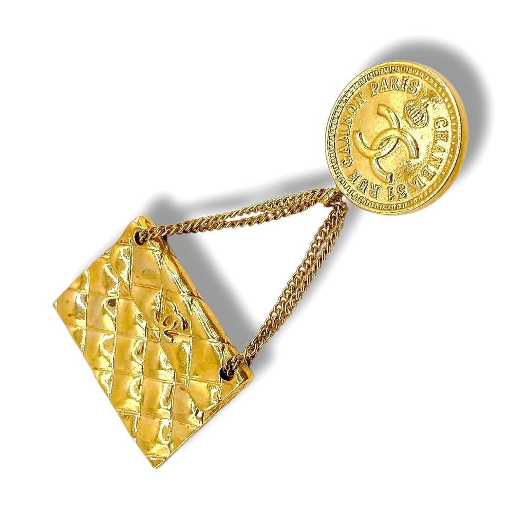美品✨CHANEL シャネル　ブローチ　ココマーク　バッグ　マトラッセ　ゴールド